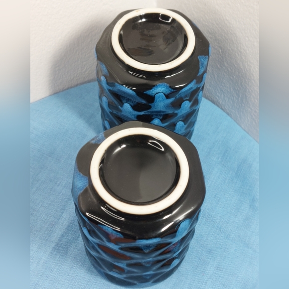 Set of 2 Textured Design Ceramic Glazed Pottery Cups - Picture 7 of 11